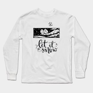 Birds Winter Scene Vintage Print Long Sleeve T-Shirt